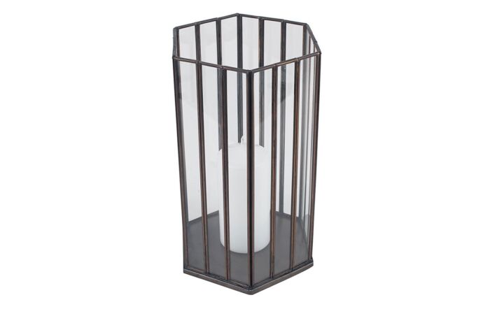 Pacific Lifestyle Antique Brass Metal & Glass Hexagonal Large Lantern