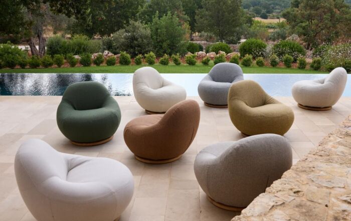 Cane-Line Gem Outdoor Lounge Chair with Teak Swivel - Dark Green