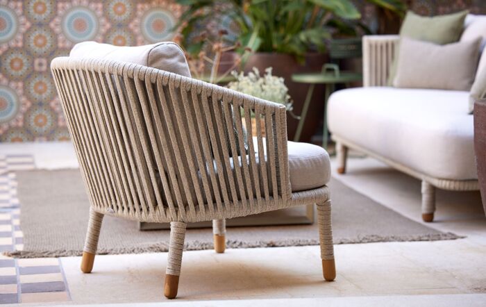 Cane-Line Moments Three Seat Garden Sofa Set with Lounge Armchair - Sand