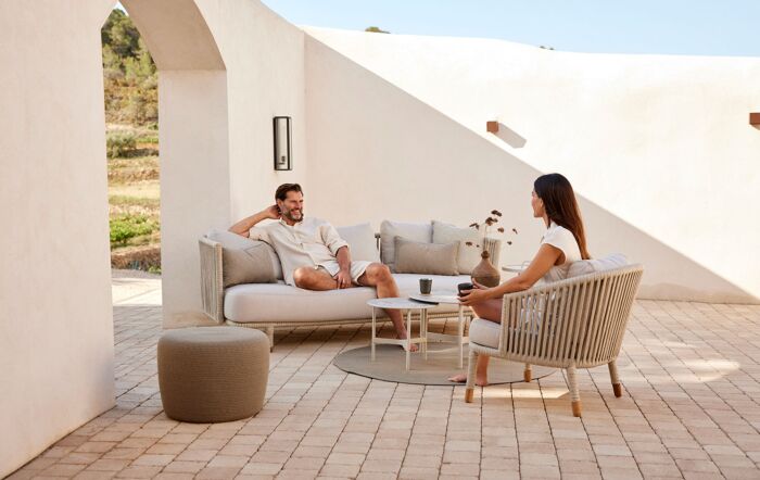 Cane-Line Moments Three Seat Garden Sofa Set with Lounge Armchair - Sand Cane-Line Moments Three Seat Garden Sofa Set with Lounge Armchair - Sand
