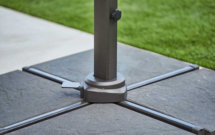 Cane-Line Side Arm Hyde Luxe Tilt Parasol 3m x 3m Anthracite Square With Concrete Base 
