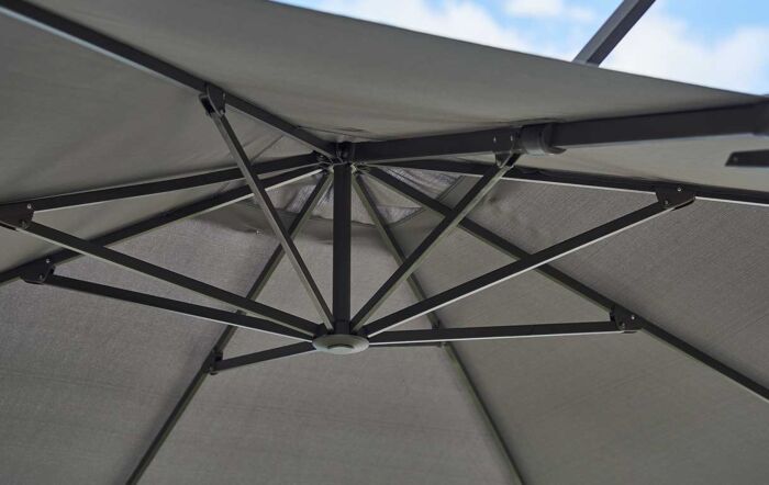 Cane-Line Side Arm Hyde Luxe Tilt Parasol 3m x 3m Anthracite Square With Concrete Base 