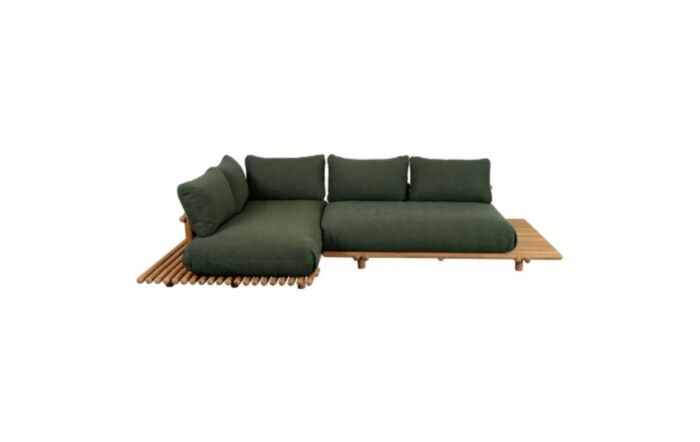 Cane-Line Sticks Platform Teak Corner Sofa - Dark Green