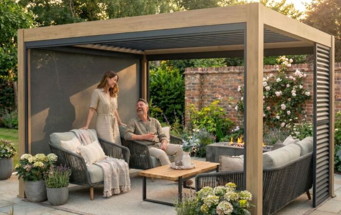 Celtic Leisure Saturn 3m x 4m Aluminium Pergola - Wood Effect