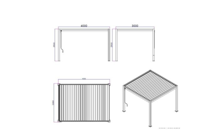 Celtic Leisure Saturn 3m x 4m Aluminium Pergola - Wood Effect