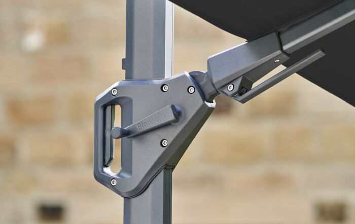 Pacific Lifestyle Challenger T2 Premium 2.6 x 3.5 Anthracite/Faded Black Parasol With Ancona 90kg Base And 30kg Add On Weight