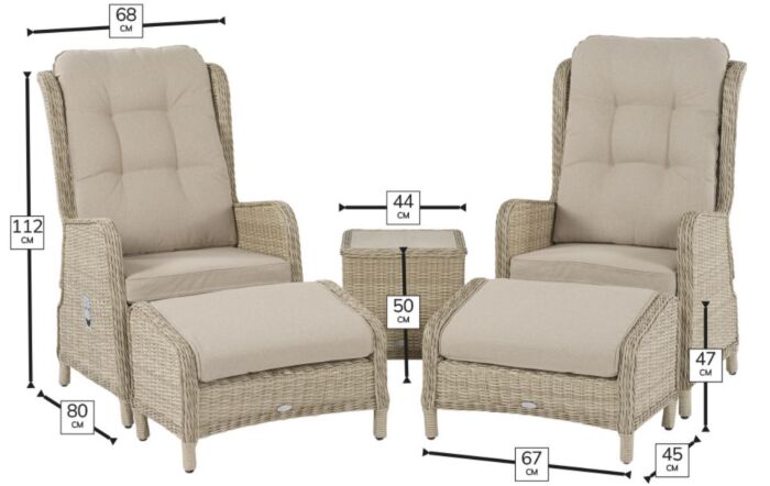 Bramblecrest Chedworth Garden Recliner Set - Sandstone