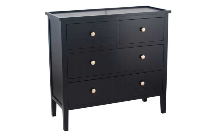 Pacific Lifestyle Chelmsford Satin Black Pine Wood 4 Drawer Unit