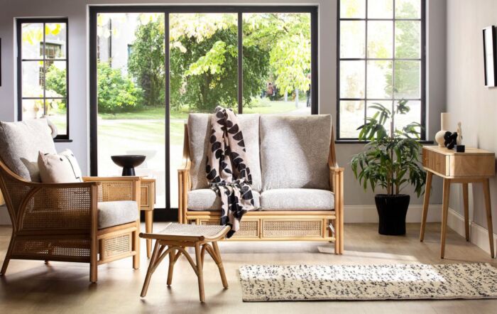 Desser Chester Natural Cane 2 Seat Sofa Suite