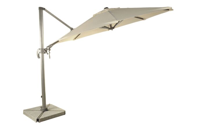 Bramblecrest Chichester 3M Round Crank Handle Parasol Including Granite Base And Cover