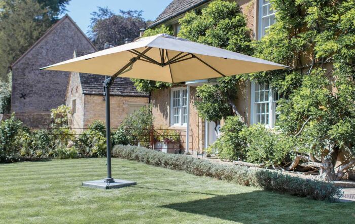Bramblecrest Chichester 3M Square Crank Handle Parasol with Granite Base and FREE Cover - Sand