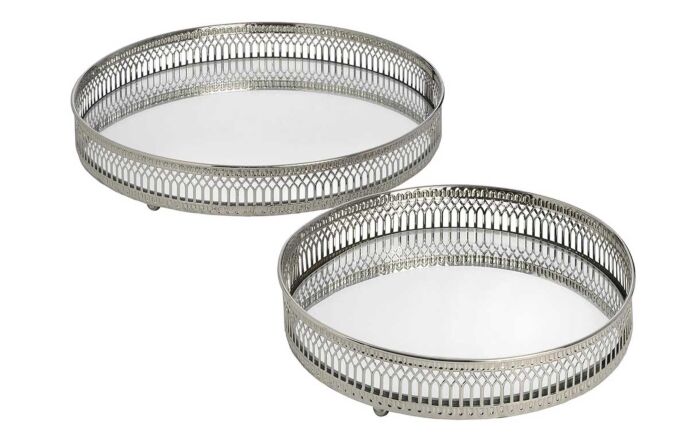 Hill Interiors Set Of Two Circular Nickel Trays