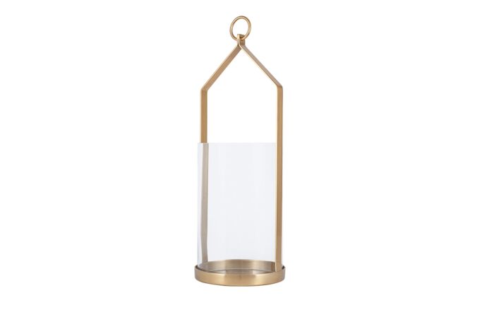 Pacific Lifestyle Clear Glass And Brass Metal Large Hurricane
