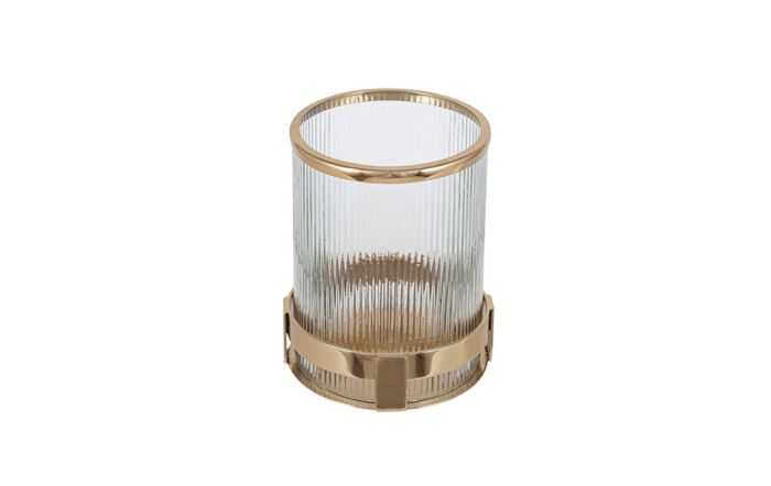 Pacific Lifestyle Gold Metal and Clear Textured Glass Hurricane
