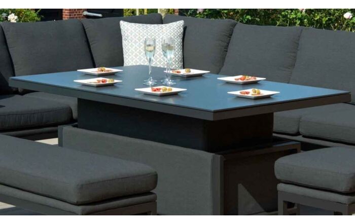 Maze Pulse Rectangular Corner Dining Set with Adjustable Table - Charcoal