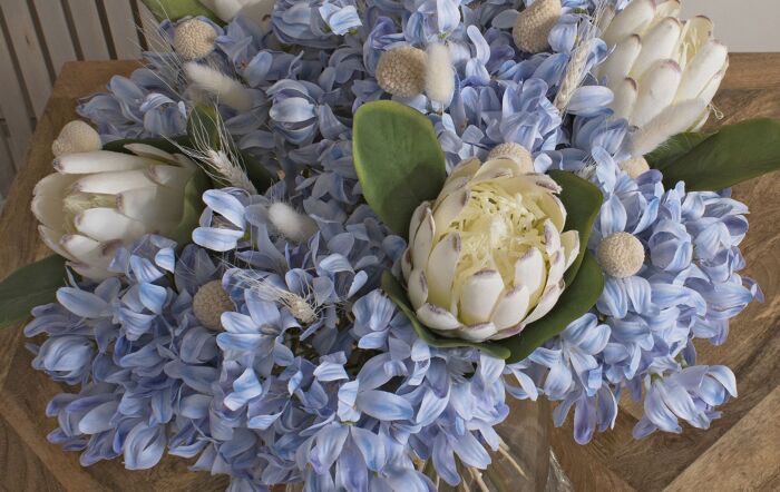 Hill Interiors Coastal Calm Flower Arrangement and Starfish Hurricane