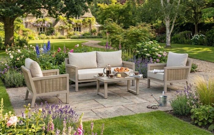 JB Furniture Exclusive Conrad Rattan Two Seat Garden Sofa Set - Latte