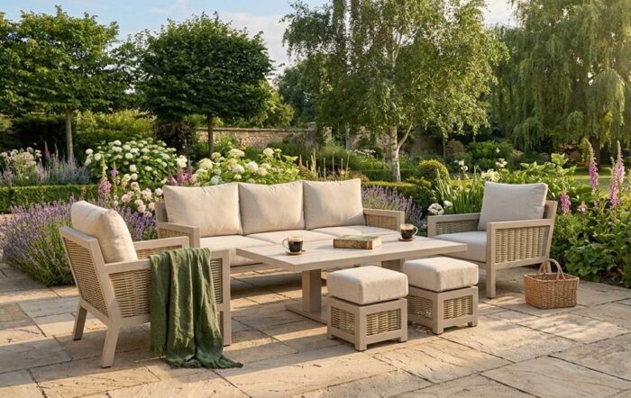 JB Furniture Exclusive Conrad Rattan Three Seat Adjustable Garden Sofa Set - Latte