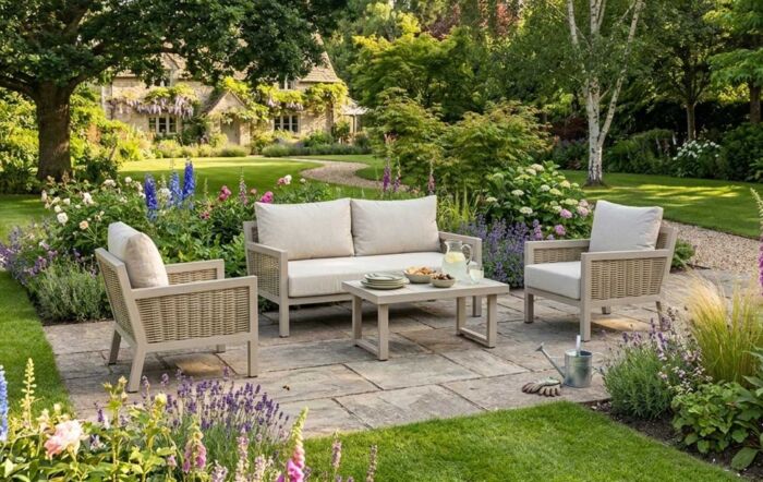 JB Furniture Exclusive Conrad Rattan Two Seat Garden Sofa Set - Latte