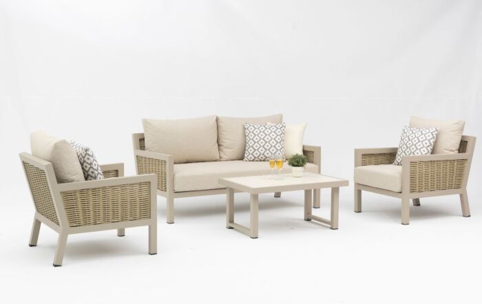 JB Furniture Exclusive Conrad Rattan Two Seat Garden Sofa Set - Latte