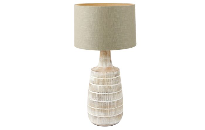 Pacific Lifestyle Dambula White Wash Wood Textured Tall Neck Table Lamp
