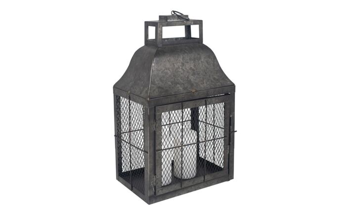Pacific Lifestyle Dark Grey Galvanised Metal Oblong Small Lantern