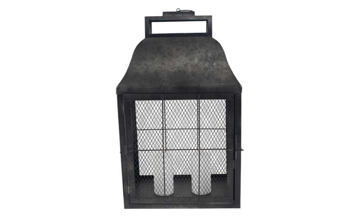 Pacific Lifestyle Dark Grey Galvanised Metal Oblong Large Lantern