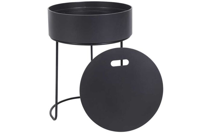 Pacific Lifestyle Hugo Dark Grey Wood And Black Metal Storage Table