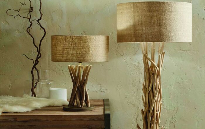 Pacific Lifestyle Derna Drift Wood Floor Lamp with Natural Jute Shade