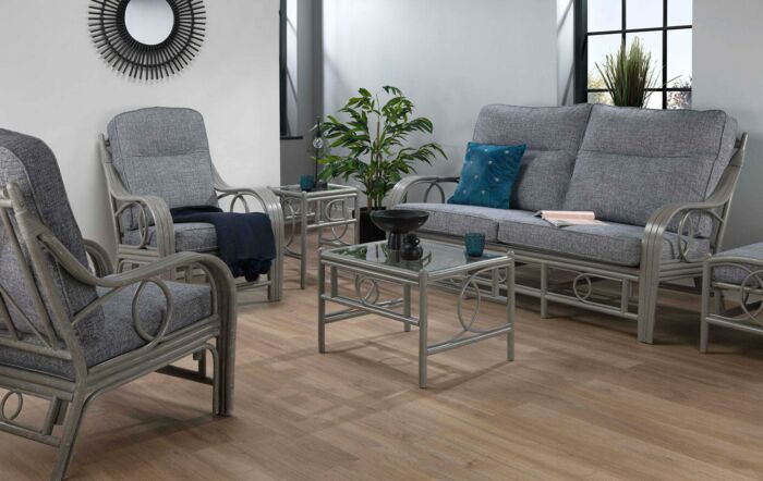 Desser Madrid Grey Wash Cane 3 Seater Sofa