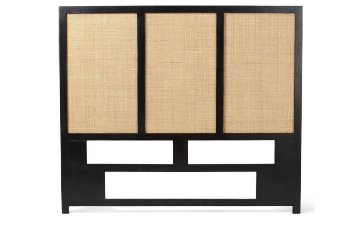 Desser Venice Rattan & Wood Headboard For Double Beds In Black