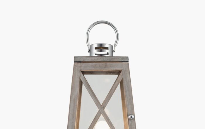 Pacific Lifestyle Devon Grey Wood And Chrome Lantern Table Lamp