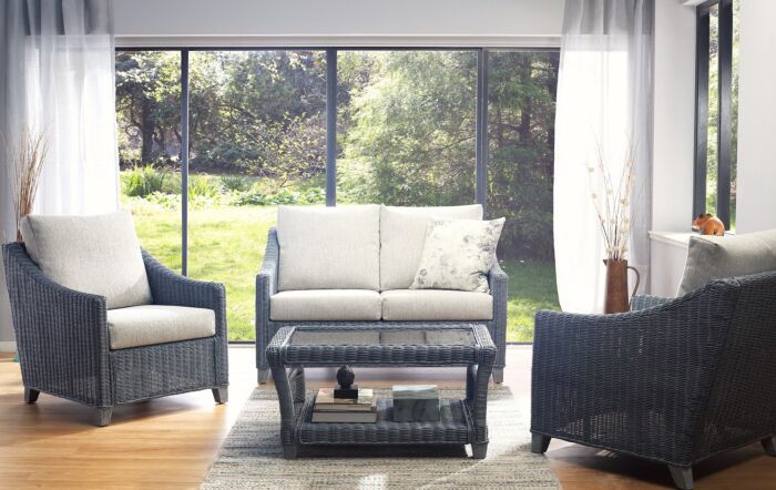 Desser Dijon Cane Rattan Side Table - Grey