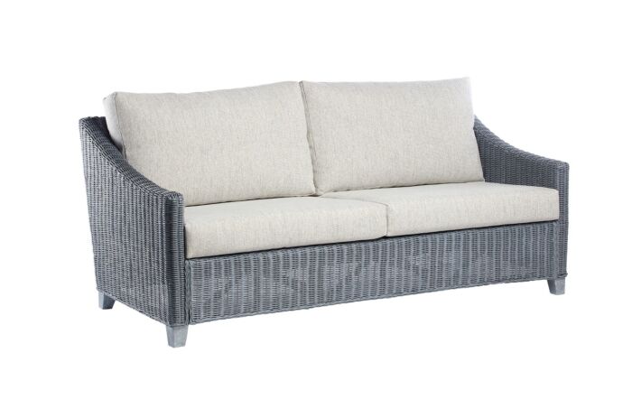 Desser Dijon Cane Rattan Three Seat Sofa - Grey