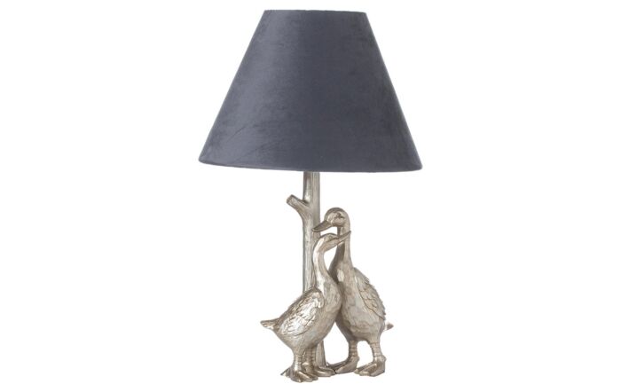 Hill Interiors Gold Pair Of Ducks Table Lamps With Velvet Shade