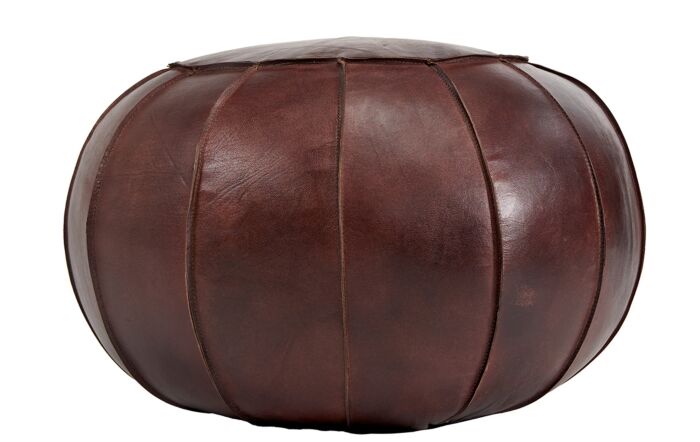 Pacific Lifestyle Giona Mahogany Leather Round Pouffe