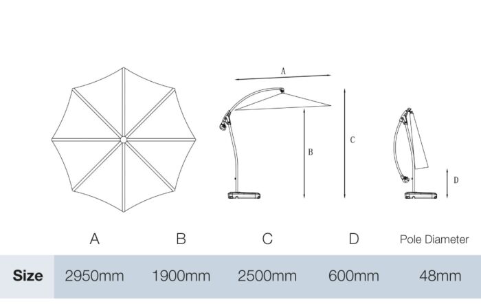 Bramblecrest Gloucester 3M Round Grey Parasol - includes FREE COVER