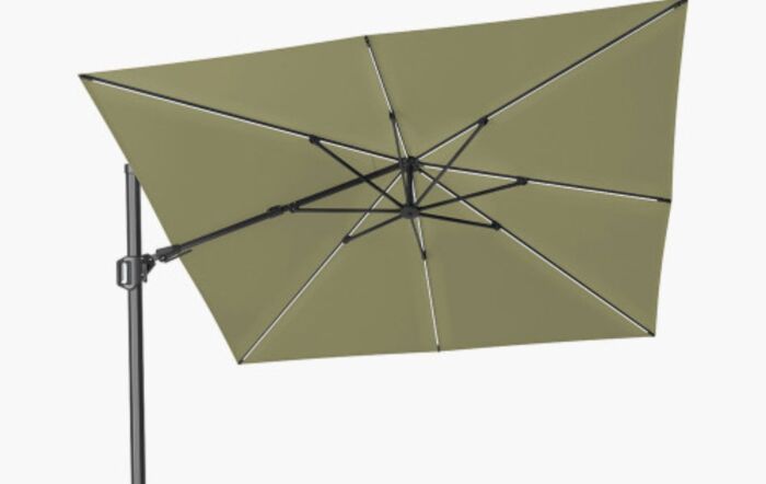 Pacific Lifestyle Glow Challenger T2 3m Square Lush Green Free Arm Parasol With 90kg Wheeled Base