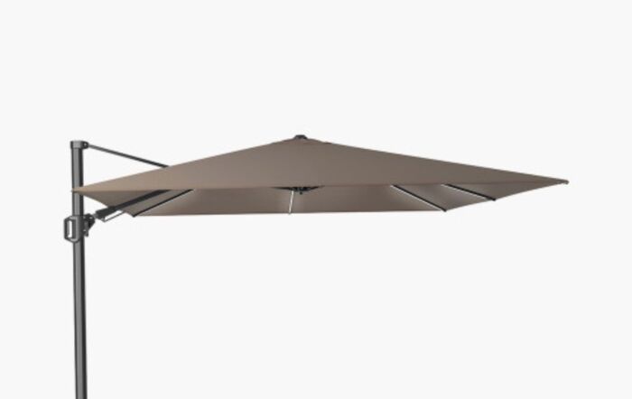 Pacific Lifestyle Glow Challenger T2 3m Square Havana Taupe Free Arm Parasol With 90kg Wheeled Base