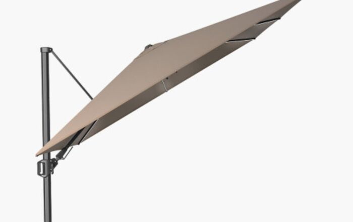 Pacific Lifestyle Glow Challenger T2 3m Square Havana Taupe Free Arm Parasol With 90kg Wheeled Base