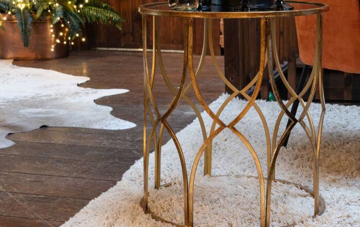 Hill Interiors Set Of Two Lattice Detail Gold Side Tables