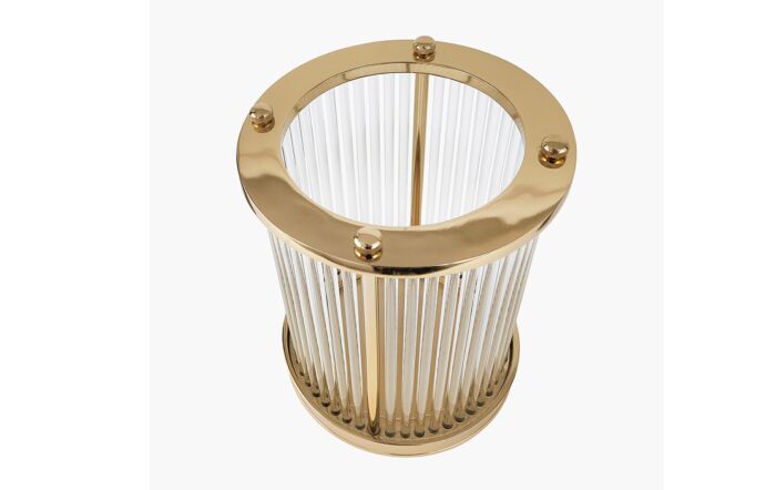 Pacific Lifestyle Gold Metal And Clear Textured Glass Large Hurricane