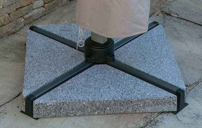 Bramblecrest Chichester 3M Round Crank Handle Parasol Including Granite Base And Cover