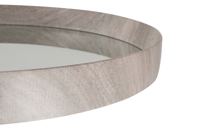 Pacific Lifestyle Grey Oak Wood Veneer Round Wall Mirror