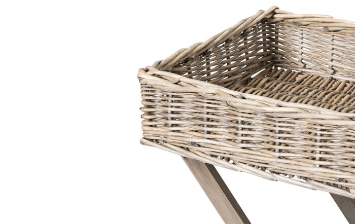 Hill Interiors Grey Wash Wicker Basket Butler Tray