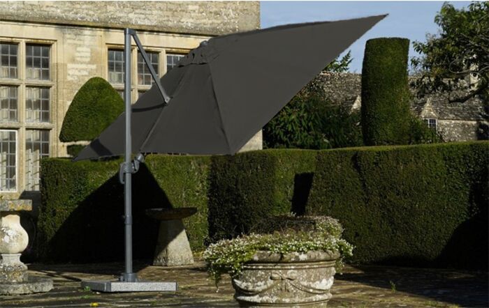 Bramblecrest Lichfield 2.7m Square Side Post Parasol with Granite Base & FREE Protective Cover - Grey