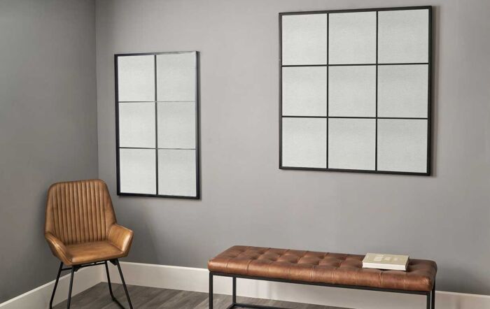 Pacific Lifestyle Dark Grey Metal 6 Section Oblong Wall Mirror