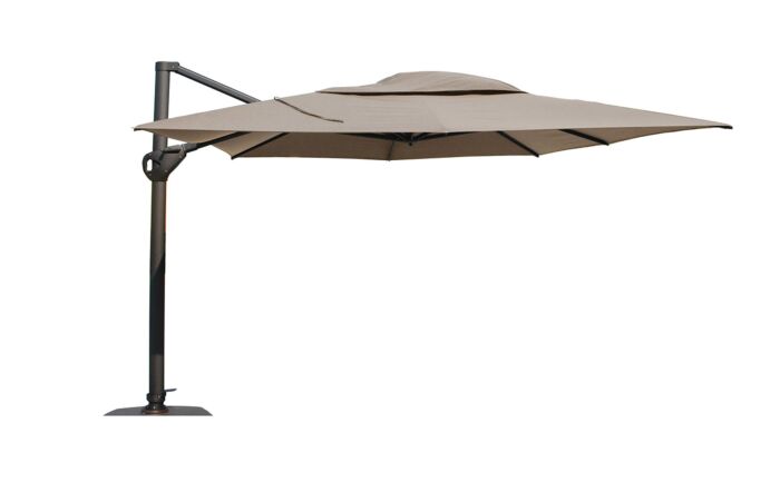 Four Seasons Outdoor Hacienda 300 x 400 cm Parasol with 125kg Siesta Granite Grey Base with Wheels - Taupe Four Seasons Outdoor Hacienda 300 x 400 cm Parasol with 125kg Siesta Granite Grey Base with Wheels - Taupe