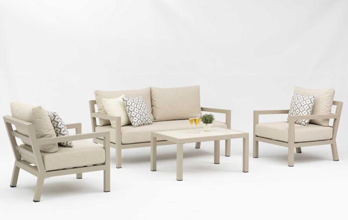 JB Furniture Exclusive Hartforth Two Seat Aluminium Garden Sofa Set - Cream