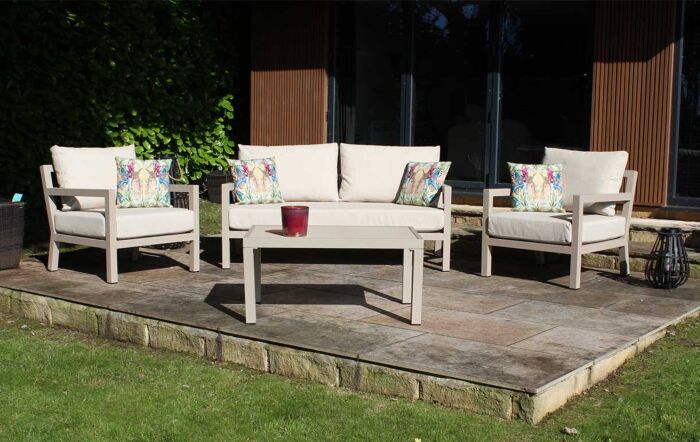 JB Furniture Exclusive Hartforth Two Seat Aluminium Garden Sofa Set - Cream
